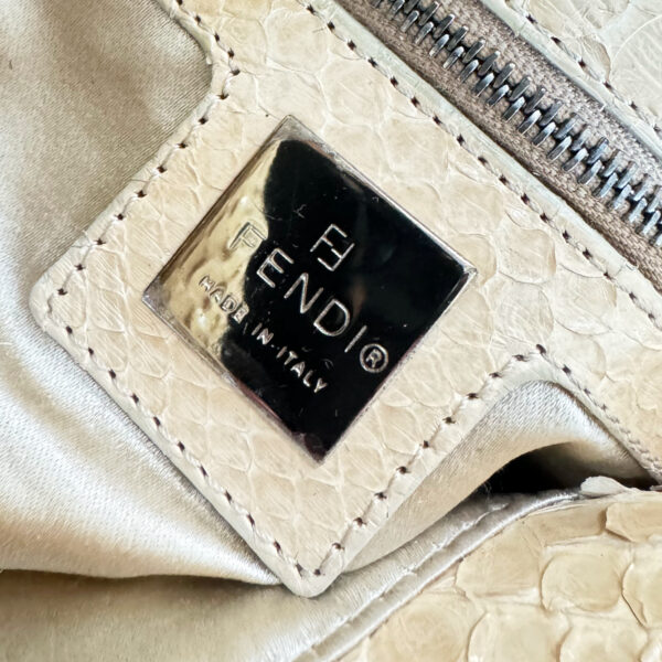 Fendi Python Exotic Shoulder Mamma Baguette Bag in Beige / Silver - Image 7