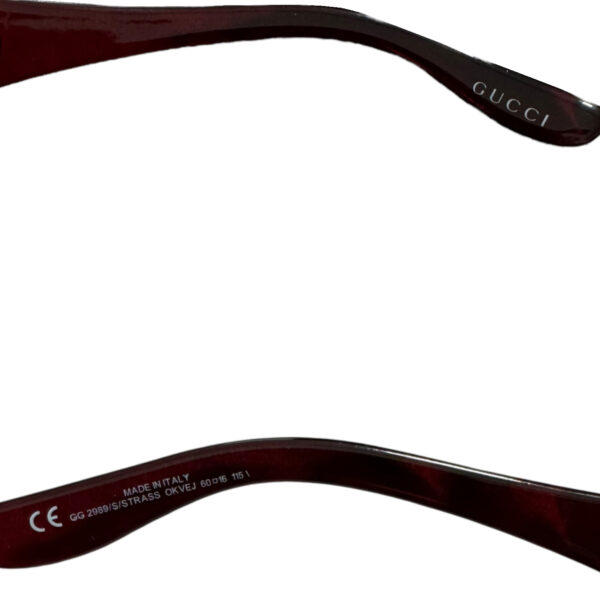 Gucci Diamante Logo Wraparound Sunglasses in Maroon Red / Silver - Image 3