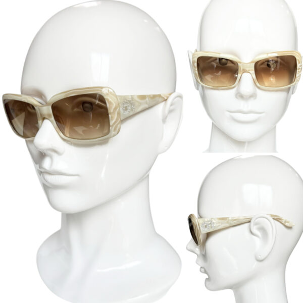 Miu Miu Diamante Logo Sunglasses in Beige / Silver - Image 4