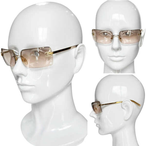 Chanel Diamante Logo Rimless Sunglasses in Gold - Image 4