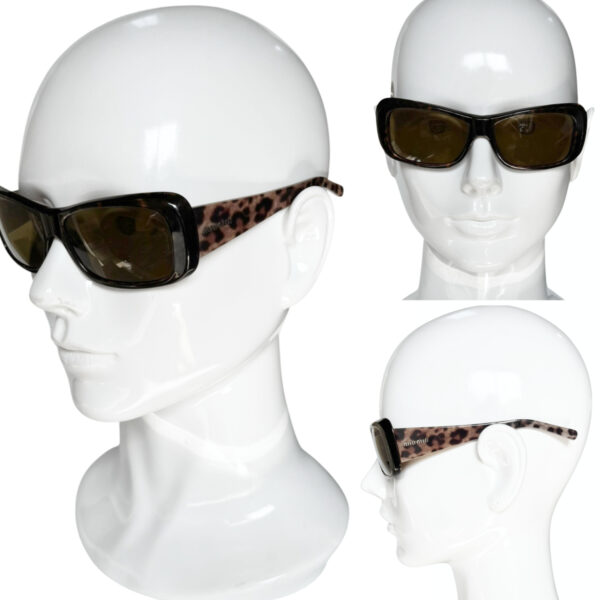 Miu Miu Logo Leopard Print Sunglasses in Brown / Gold - Image 4