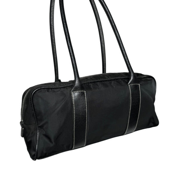 Prada Nylon Lock Shoulder Bag in Black / Silver - Image 4