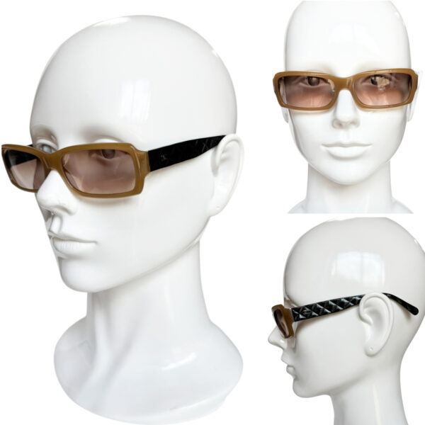 Chanel Logo 2-Tone Sunglasses in Beige / Black - Image 4