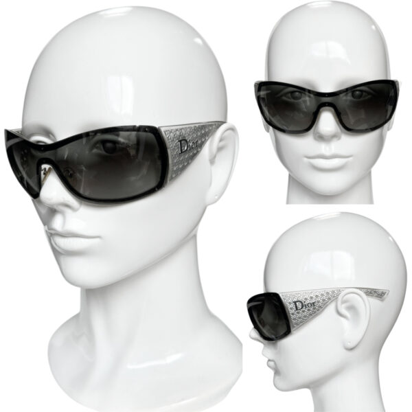 Dior Logo Oversized Wraparound Sunglasses in Silver - Image 4