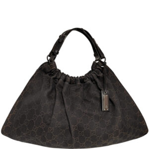 Vintage Gucci Monogram Ruched Shoulder Bag in Brown | NITRYL
