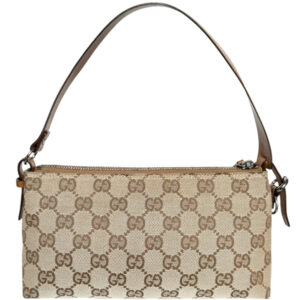 Vintage Gucci Monogram Pochette Mini Shoulder Bag in Beige / Tan | NITRYL