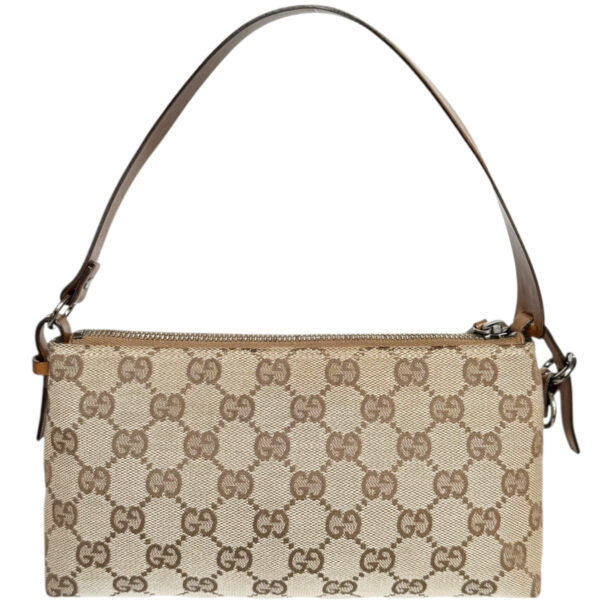 Vintage Gucci Monogram Pochette Mini Shoulder Bag in Beige / Tan | NITRYL