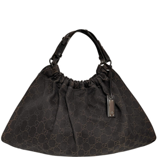 Vintage Gucci Monogram Ruched Shoulder Bag in Brown | NITRYL