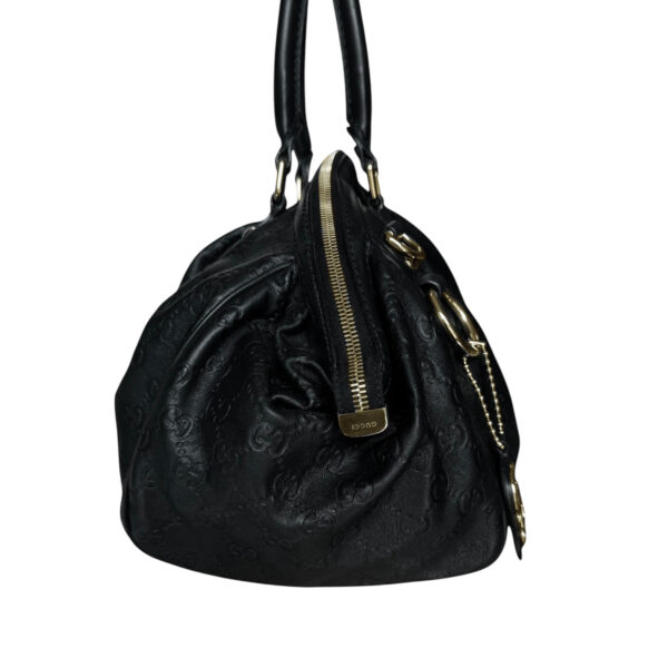 Gucci Monogram Leather Sukey 2-Way Hobo Shoulder Bag in Black / Gold - Image 3