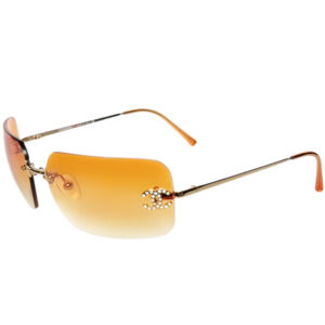 Vintage Chanel Diamante Logo Rimless Sunglasses in Orange / Gold | NITRYL