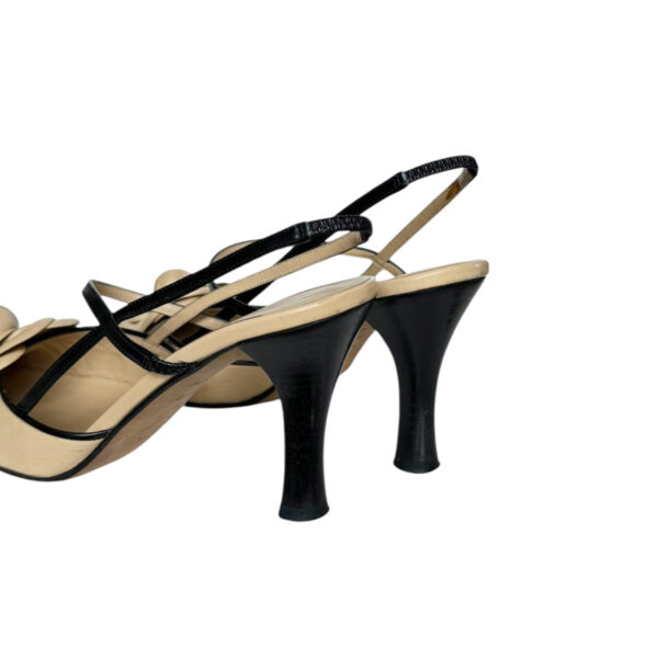 Chanel Camellia Logo Slingback Heels in Beige / Black UK 4 - Image 3