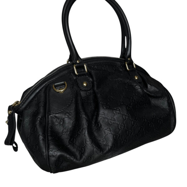 Gucci Monogram Leather Sukey 2-Way Hobo Shoulder Bag in Black / Gold - Image 4