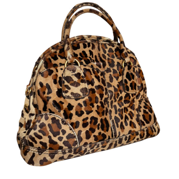 Prada Leopard Print Calfskin 2 - Way Large Shoulder Bag in Beige / Brown / Gold - Image 4