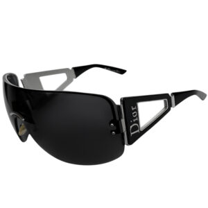 Vintage Dior Logo Oversized Wraparound Sunglasses in Black / Silver | NITRYL