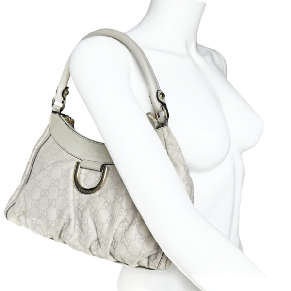 Gucci Monogram Leather D Ring Hobo Shoulder Bag in Ivory / Gold - Image 10