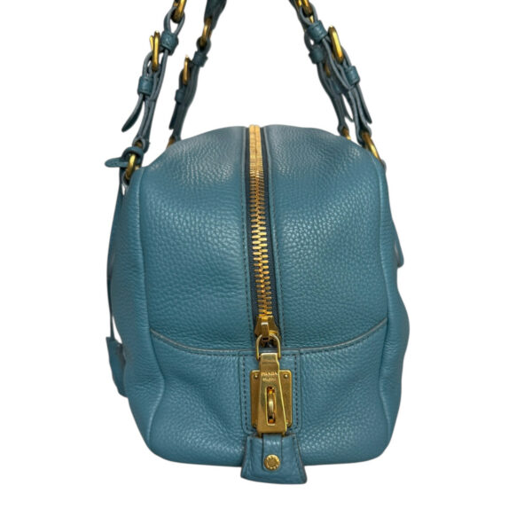 Prada Leather Lock Shoulder Bag in Aqua Blue - Green / Gold - Image 3