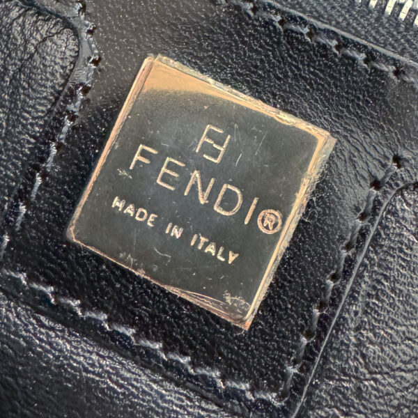 Fendi Wool Cashmere Shoulder Baguette Bag in Navy / Black / Silver - Image 7