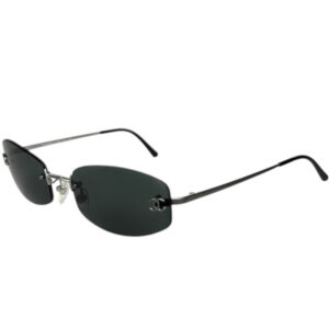 Vintage Chanel Logo Rimless Oval Sunglasses in Black / Silver | NITRYL