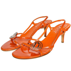 Vintage Dior Logo Slingback Heels in Orange / Silver UK 4 | NITRYL