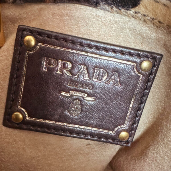 Prada Leopard Print Calfskin 2 - Way Large Shoulder Bag in Beige / Brown / Gold - Image 8