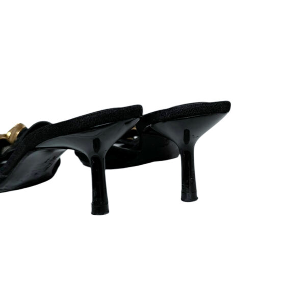 Chanel Flower Logo Linen Heels in Navy / Brown / Gold UK 3 - Image 3