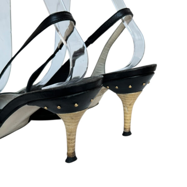 Gucci GG Logo Slingback Heels in Black / Cream / Gold UK 4.5 - Image 4