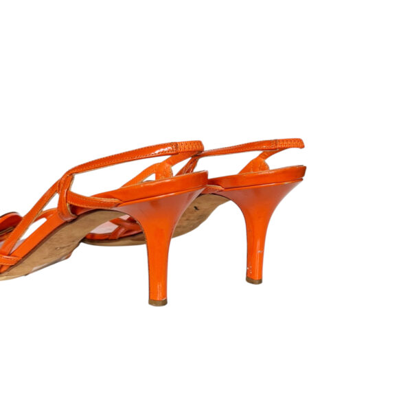 Dior Logo Slingback Heels in Orange / Silver UK 4 - Image 3