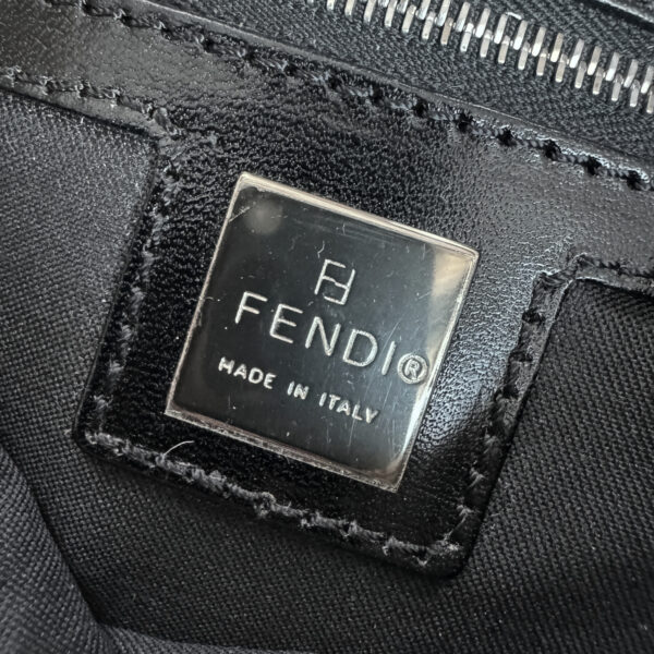 Fendi Striped Calfskin Shoulder Baguette Bag in White - Cream / Brown / Black - Image 8