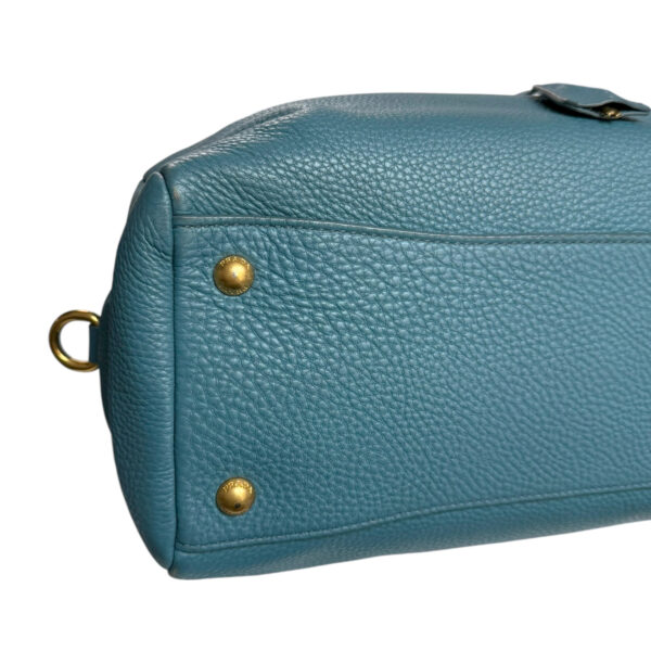 Prada Leather Lock Shoulder Bag in Aqua Blue - Green / Gold - Image 6