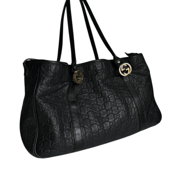 Gucci Monogram Leather Logo Shoulder Bag in Black / Silver / Gold - Image 2