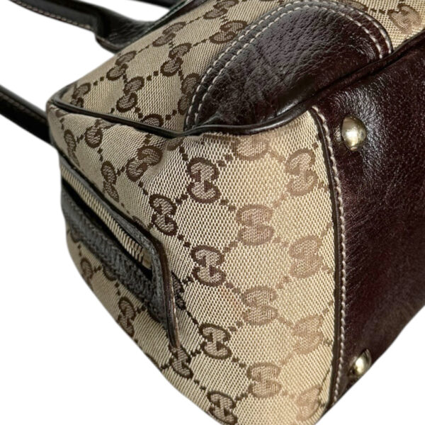 Gucci Monogram Bow Canvas Shoulder Bag in Beige / Brown / Gold - Image 6