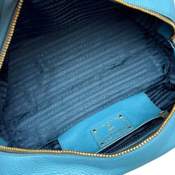 Prada Leather Lock Shoulder Bag in Aqua Blue - Green / Gold - Image 7
