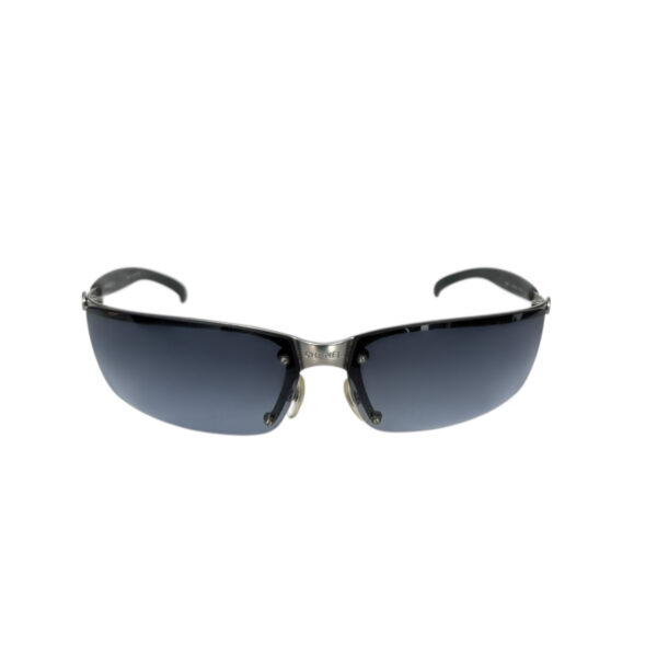 Chanel Logo Rimless Wraparound Sunglasses in Blue / Silver - Image 2