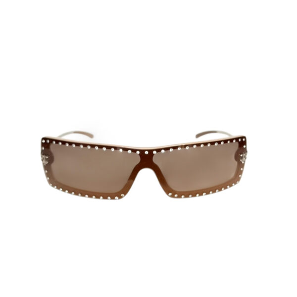 Chanel Diamante Logo Rimless Sunglasses in Brown / Nude / Silver - Image 2