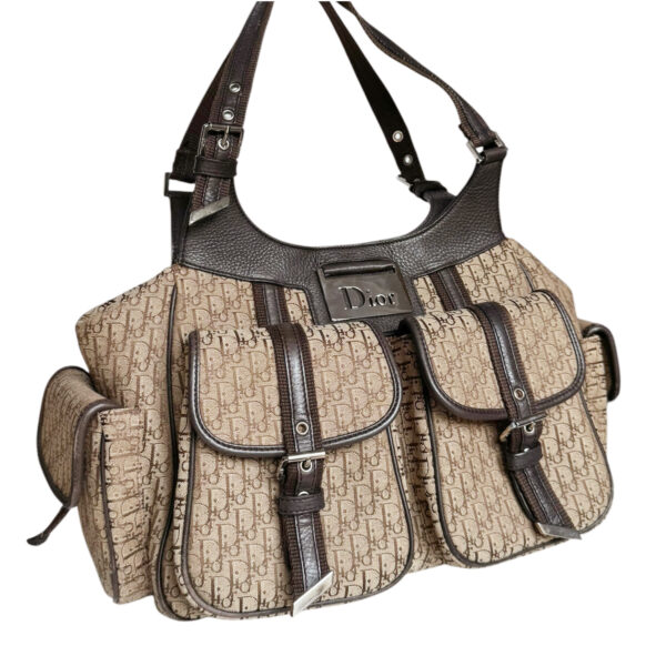 Dior Monogram Pocket Hobo Columbus Shoulder Bag in Beige / Brown / Silver - Image 2