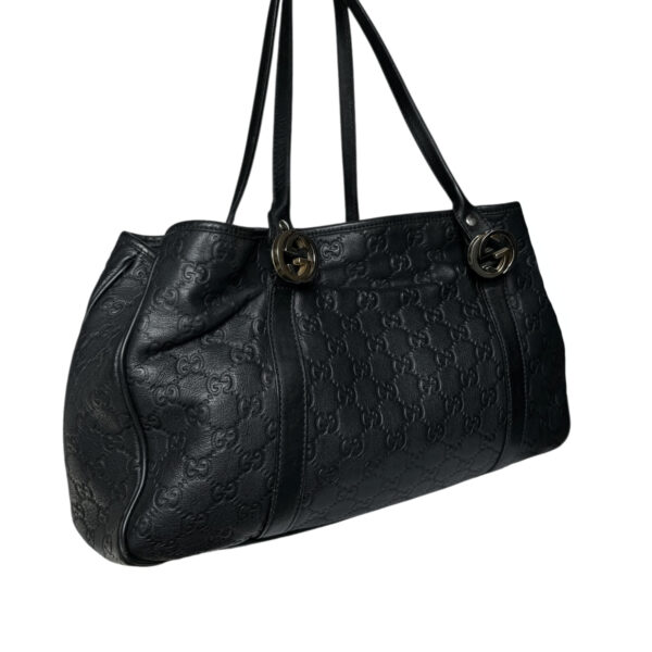 Gucci Monogram Leather Logo Shoulder Bag in Black / Silver / Gold - Image 4