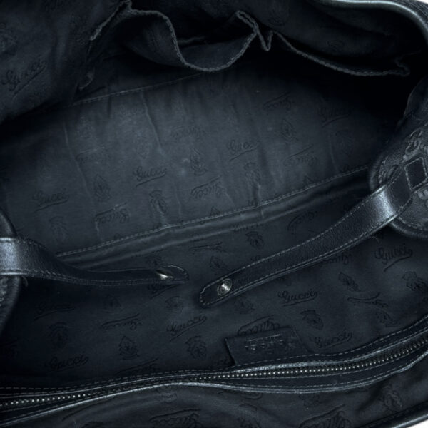 Gucci Monogram Leather Logo Shoulder Bag in Black / Silver / Gold - Image 6