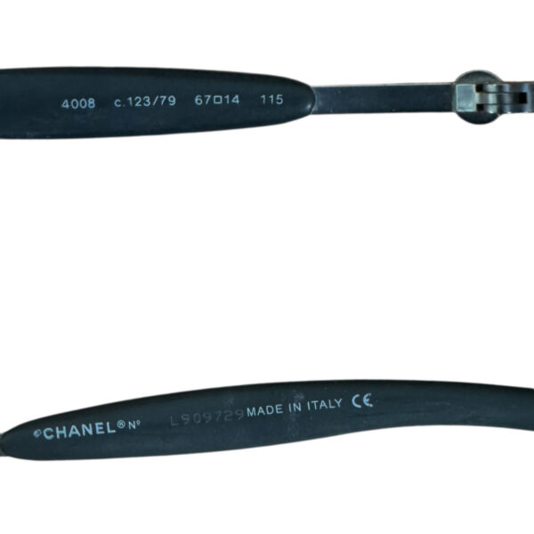 Chanel Logo Rimless Wraparound Sunglasses in Blue / Silver - Image 3