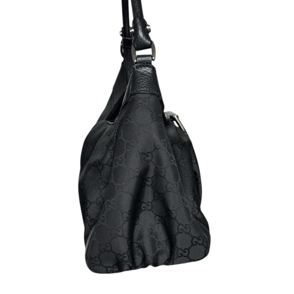 Gucci Monogram Nylon D Ring Hobo Shoulder Bag in Black / Silver - Image 3