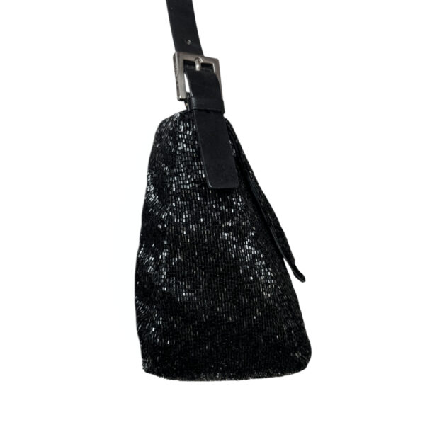 Fendi Beaded Embellished Mamma Shoulder Baguette Bag in Black / Silver - Image 3