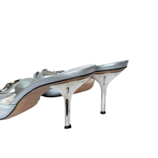 Gucci Horsebit Leather Heels in Silver UK 4 - Image 3