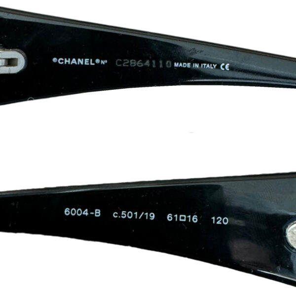 Chanel Diamante Logo Wraparound Sunglasses in Black / Blue - Image 3