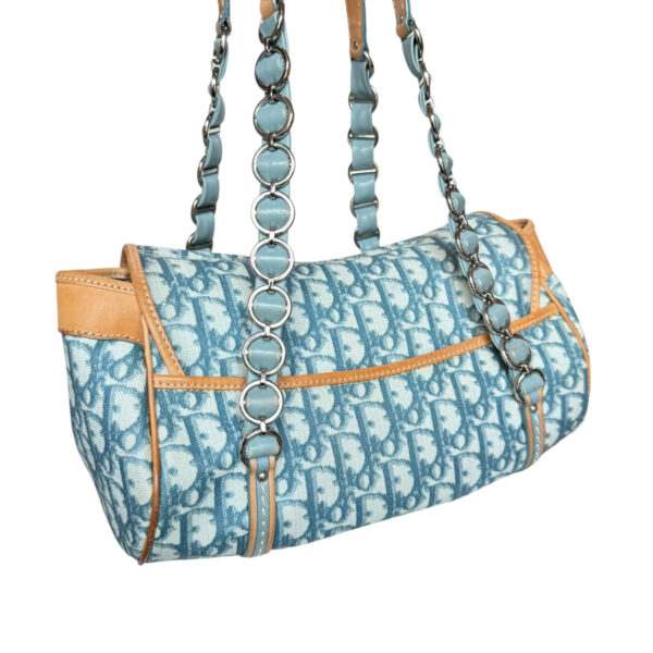 Dior Monogram Heart Romantic Shoulder Bag in Blue / Tan - Image 4