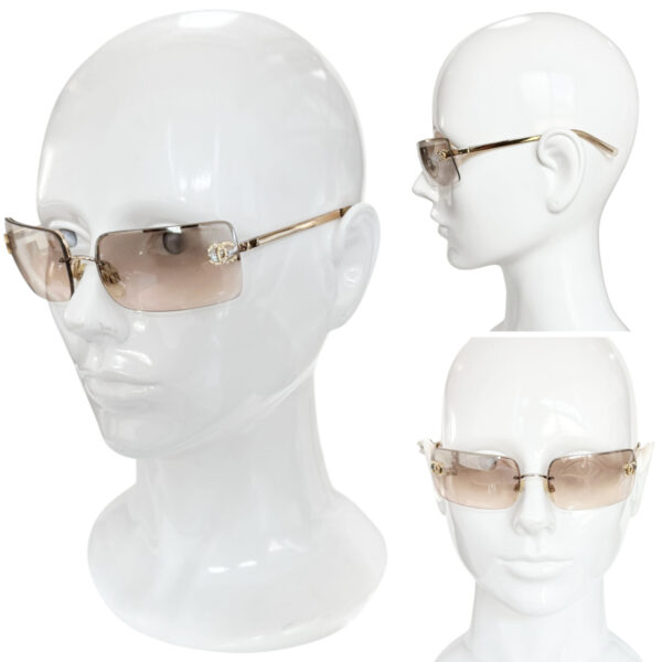 Chanel Diamante Logo Rimless Sunglasses in Gold - Image 4