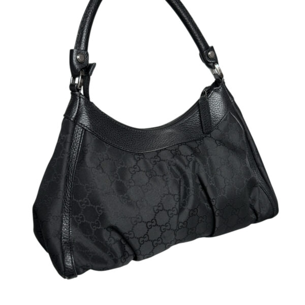 Gucci Monogram Nylon D Ring Hobo Shoulder Bag in Black / Silver - Image 4