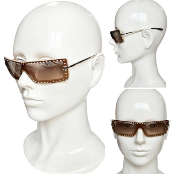 Chanel Diamante Logo Rimless Sunglasses in Brown / Nude / Silver - Image 4