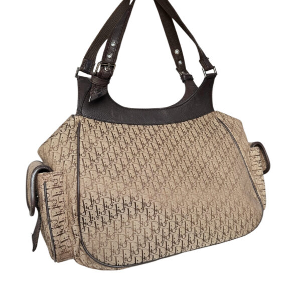Dior Monogram Pocket Hobo Columbus Shoulder Bag in Beige / Brown / Silver - Image 4