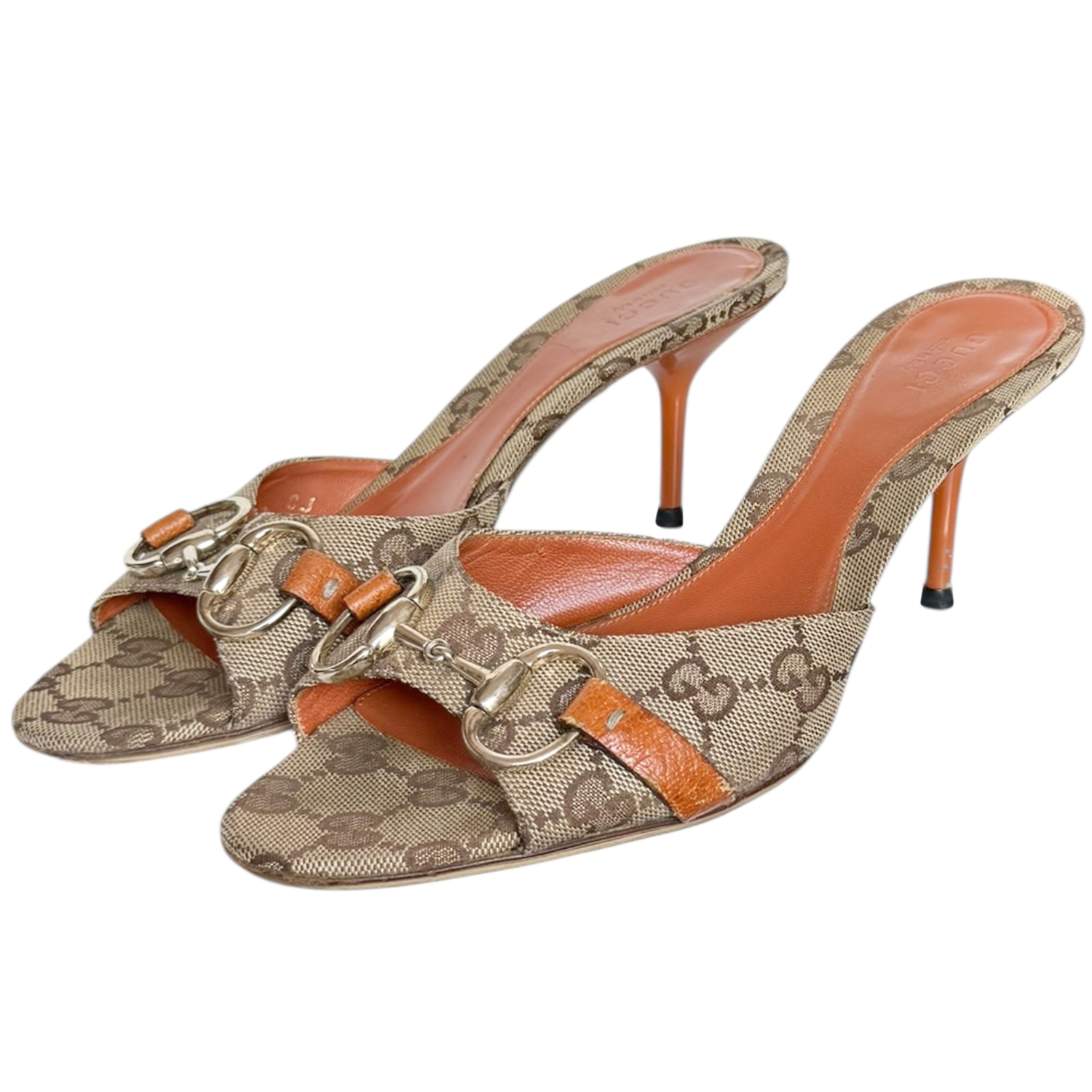Vintage Gucci Monogram Horsebit Heels in Beige / Tan / Gold UK 4 | NITRYL