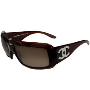 Vintage Chanel Mother of Pearl Logo Sunglasses in Brown | NITRYL