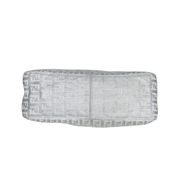 Fendi Monogram Metallic Shoulder Baguette Bag in Silver - Image 5